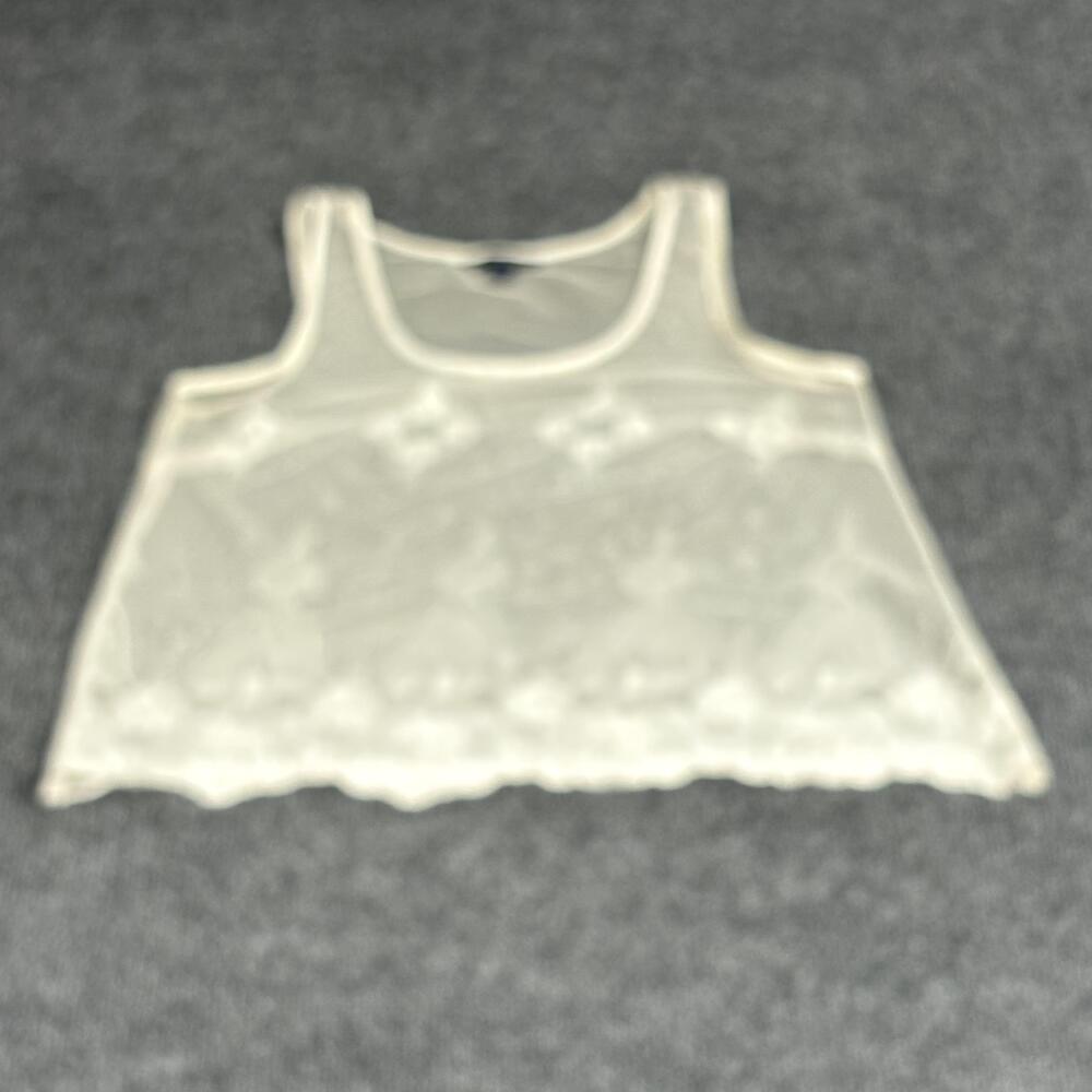 American Eagle Outfitters Tank Top Womens XS Ivory Sheer Mesh Lace Embroidered